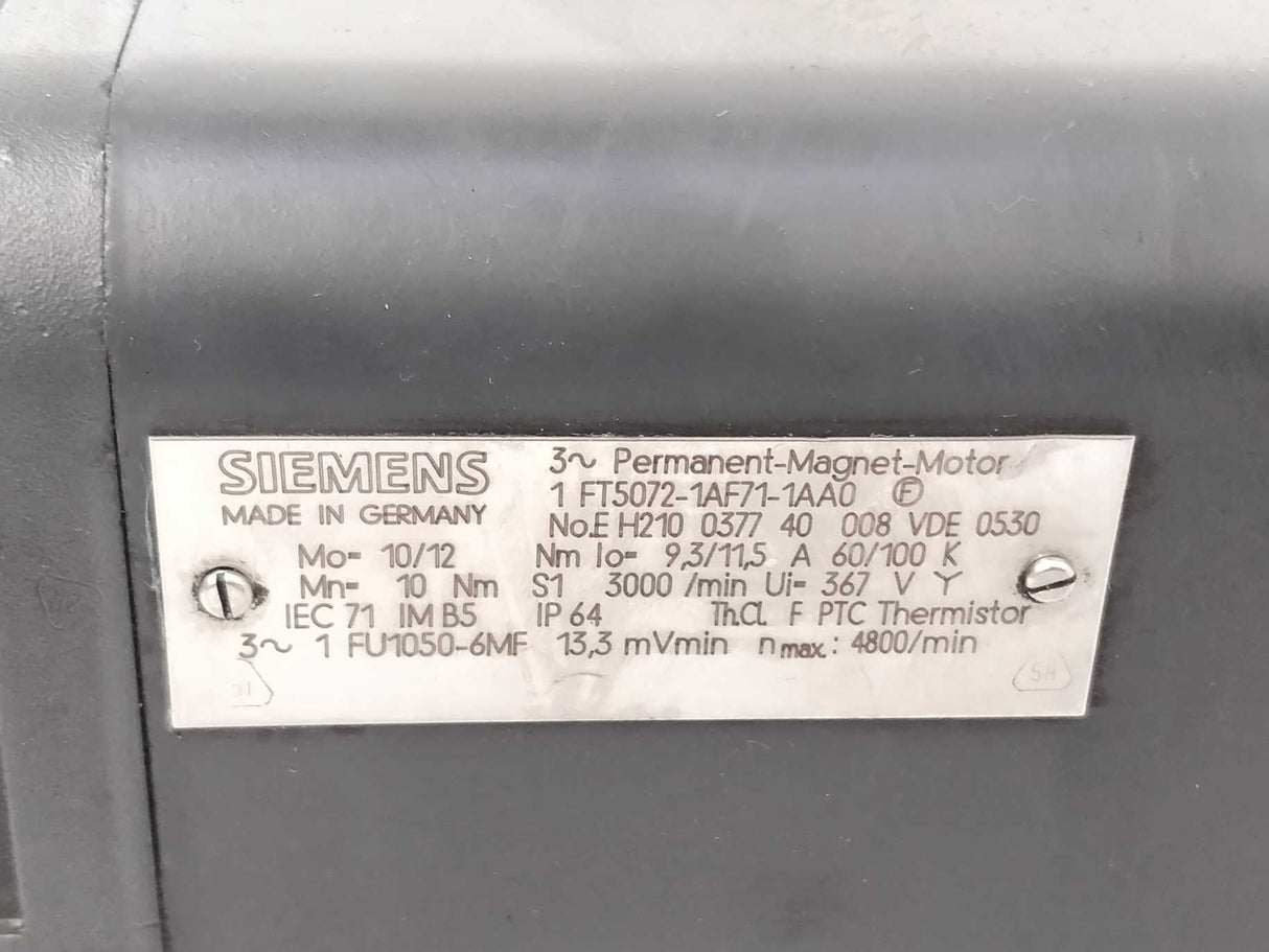 Siemens 1FT5072-1AF71-1AA0 Permanent Magnet Motor