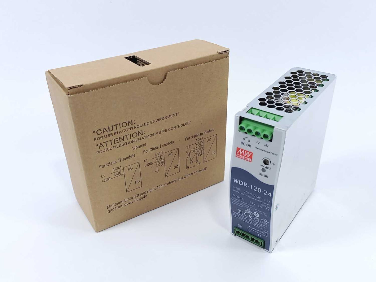 Mean Well WDR-120-24 24V 5A AC-DC Industrial DIN rail power supply