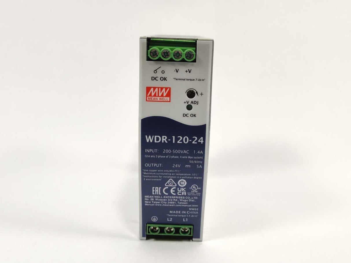 Mean Well WDR-120-24 24V 5A AC-DC Industrial DIN rail power supply