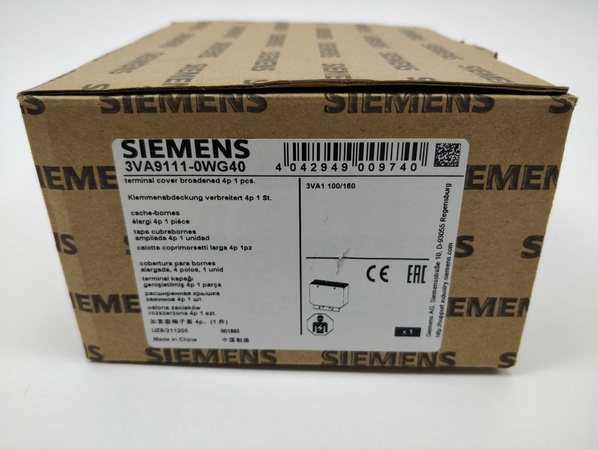 Siemens 3VA9111-0WG40 Terminal Cover broadened 4p