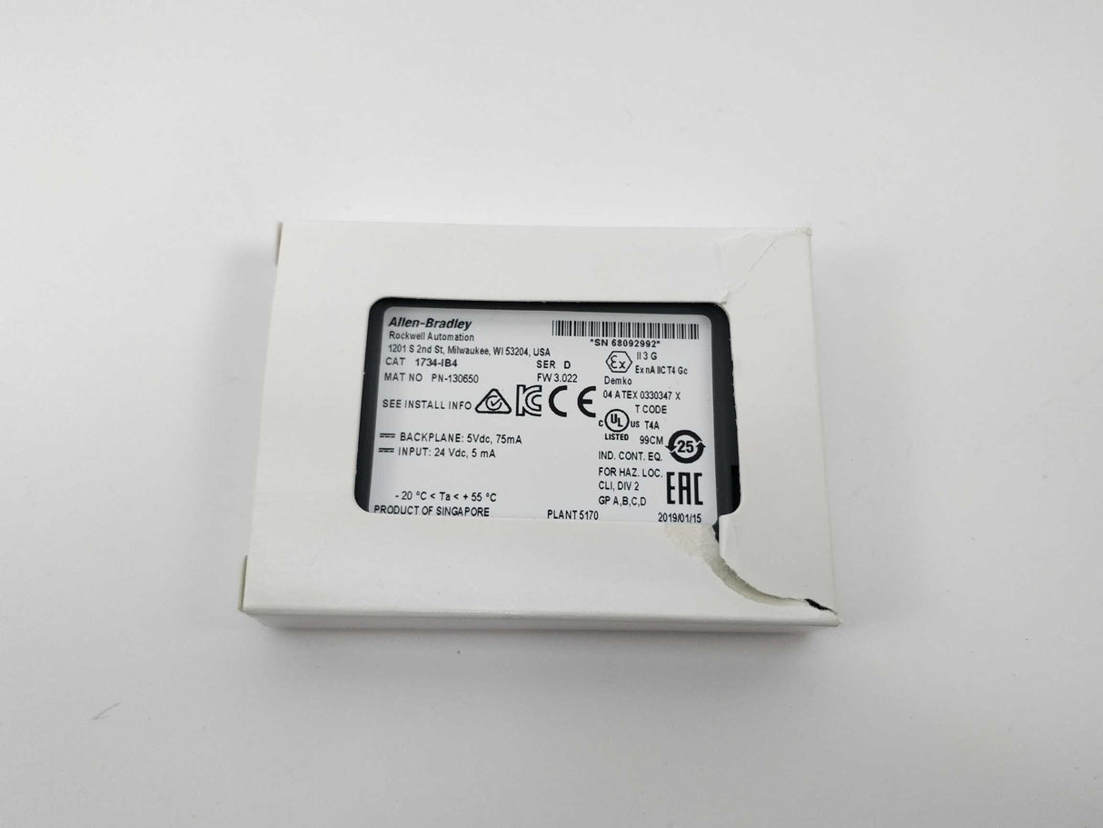 AB 1734-IB4 POINT I/O 4 Point Digital Input Module, ser. D, FW. 3.022