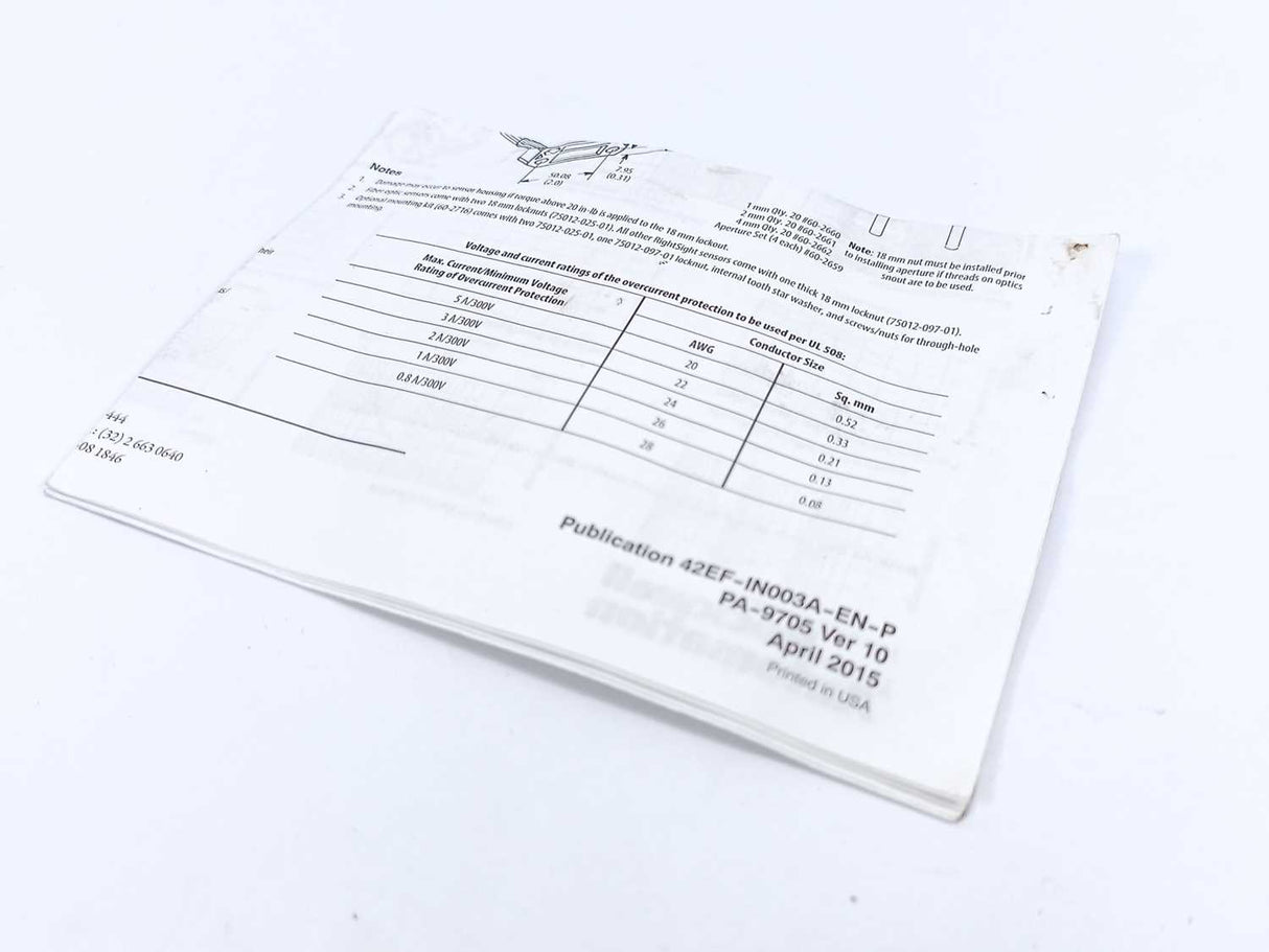 AB 42EF-R9MPB-A2 Ser. C RightSight Photoelectric Sensors Trans. Beam Receiver