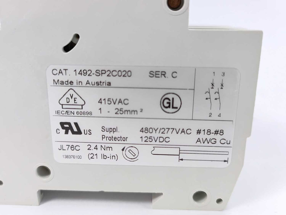 AB 1492-SP2C020 SER. C Miniature Circuit Breaker