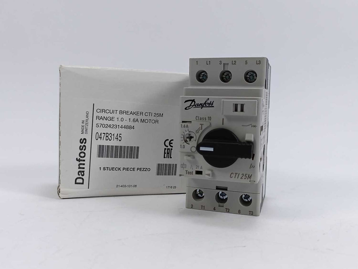 Danfoss 047B3145 CTI25 circuit breaker, 1.0-1.6 A