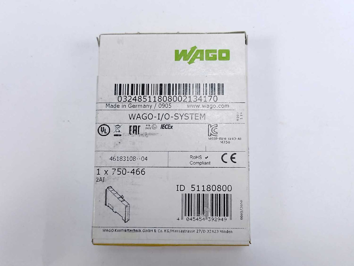 Wago 750-466 2-channel analog input; 4, 20 mA; Single-ended