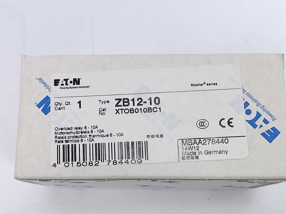 Eaton XTOB010BC1 ZB12-10 Overload Relay 6-10A