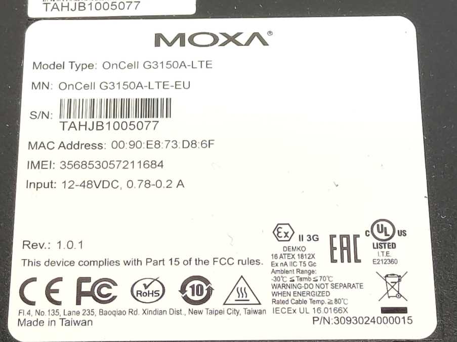 Moxa OnCell G3150A-LTE-EU Industrial LTE Cellular Gateway