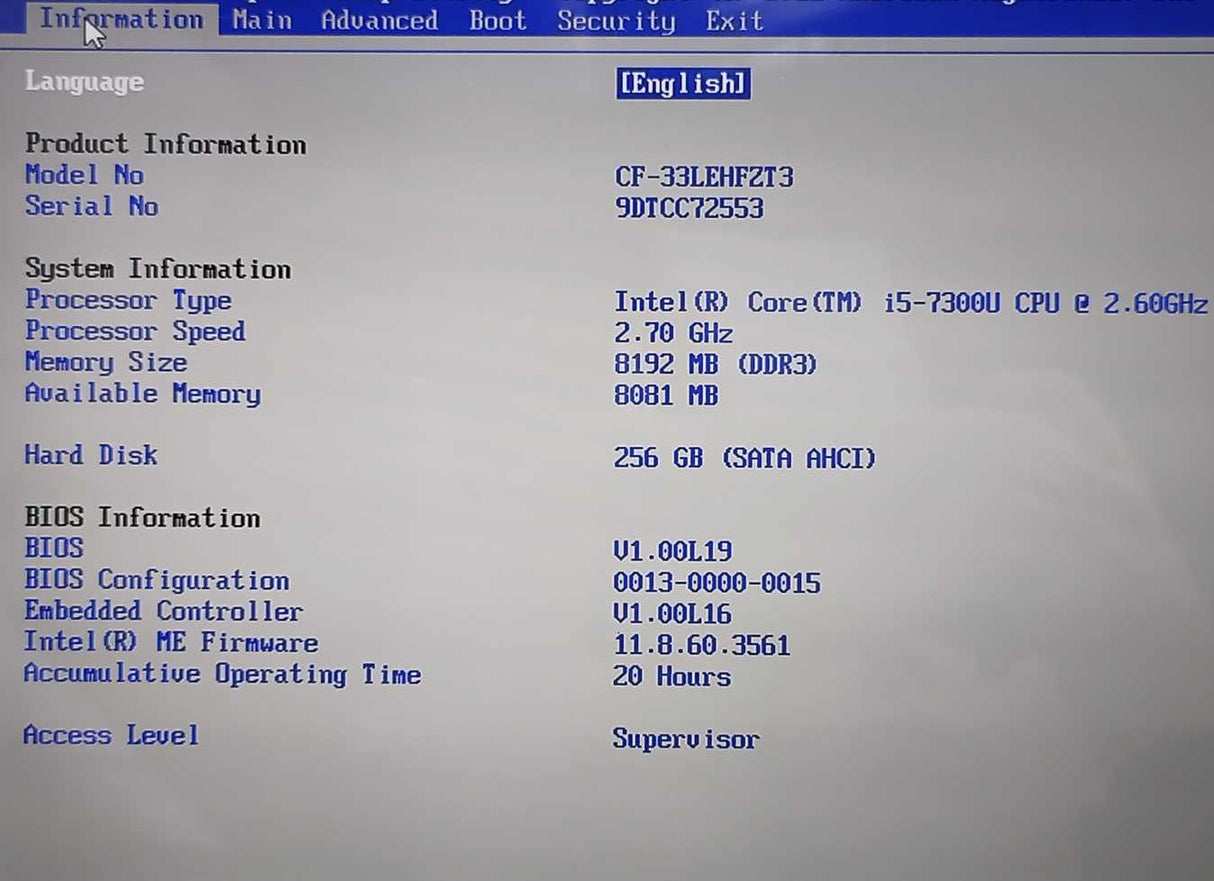 Panasonic  CF-33LEHFZT3 CF-33 Toughbook - Demo