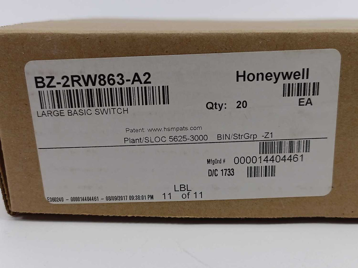 Honeywell BZ-2RW863-A2 Large Basic Switch