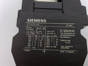 Siemens 3TF4310-0B 3 - Phase Contactor