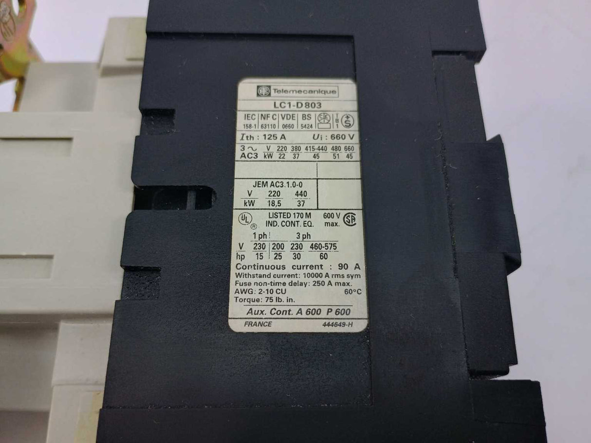 TELEMECANIQUE LC1-D803 Contactor with LX6-D40 240