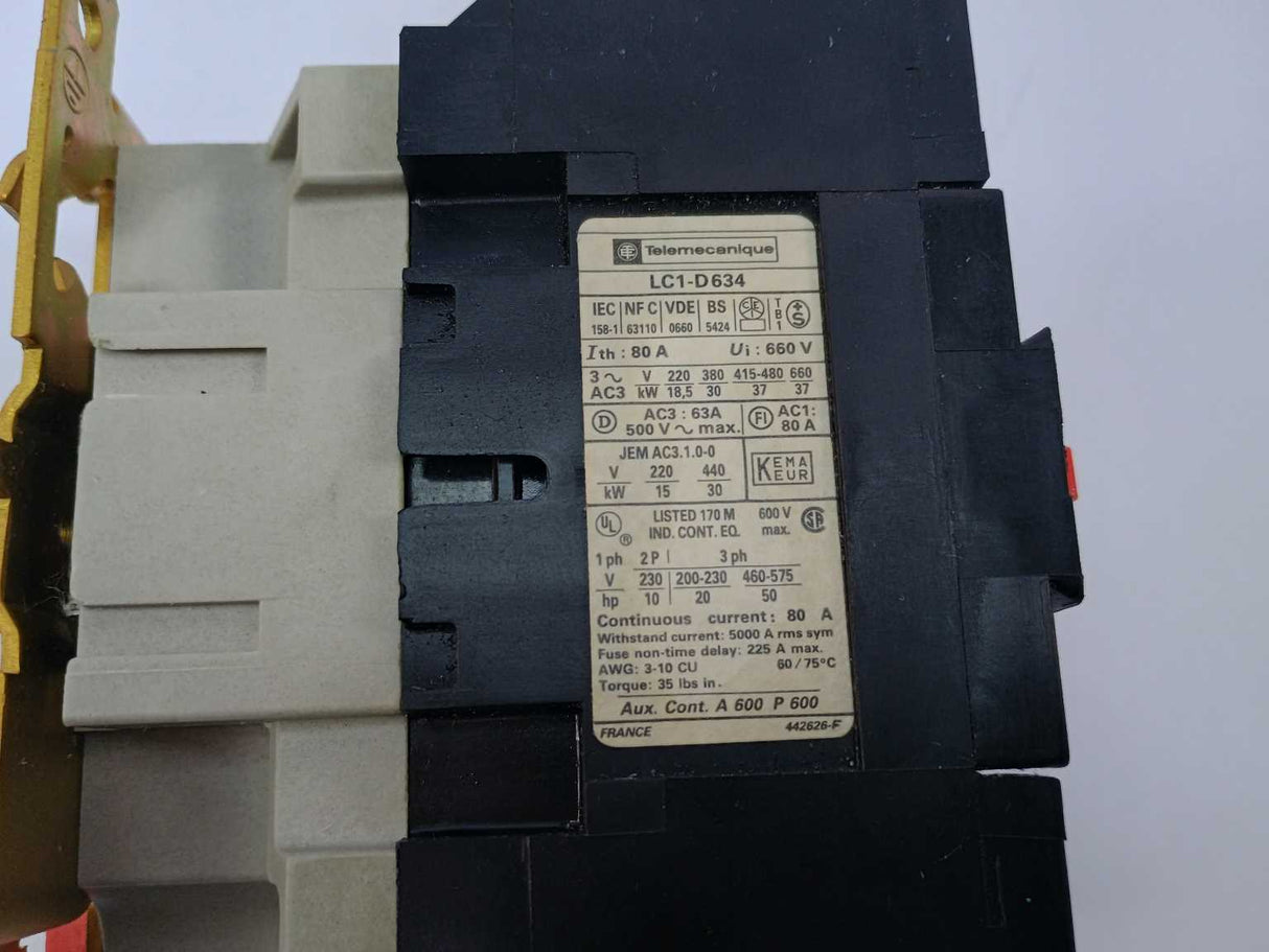 TELEMECANIQUE LC1-D634M7 Contactor 11519 with LX6-D401106