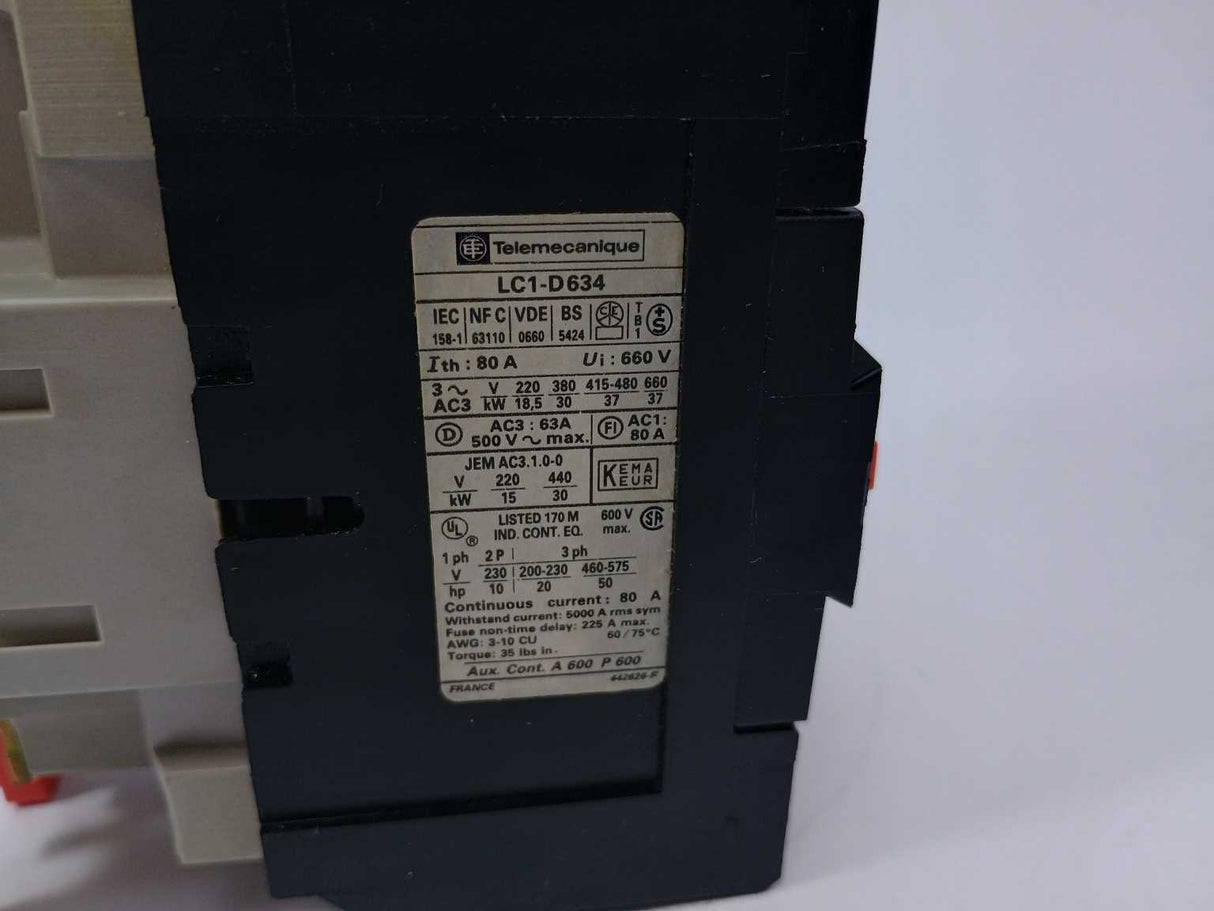 TELEMECANIQUE LC1-D634M7 Contactor 11519 with LX6-D40 415