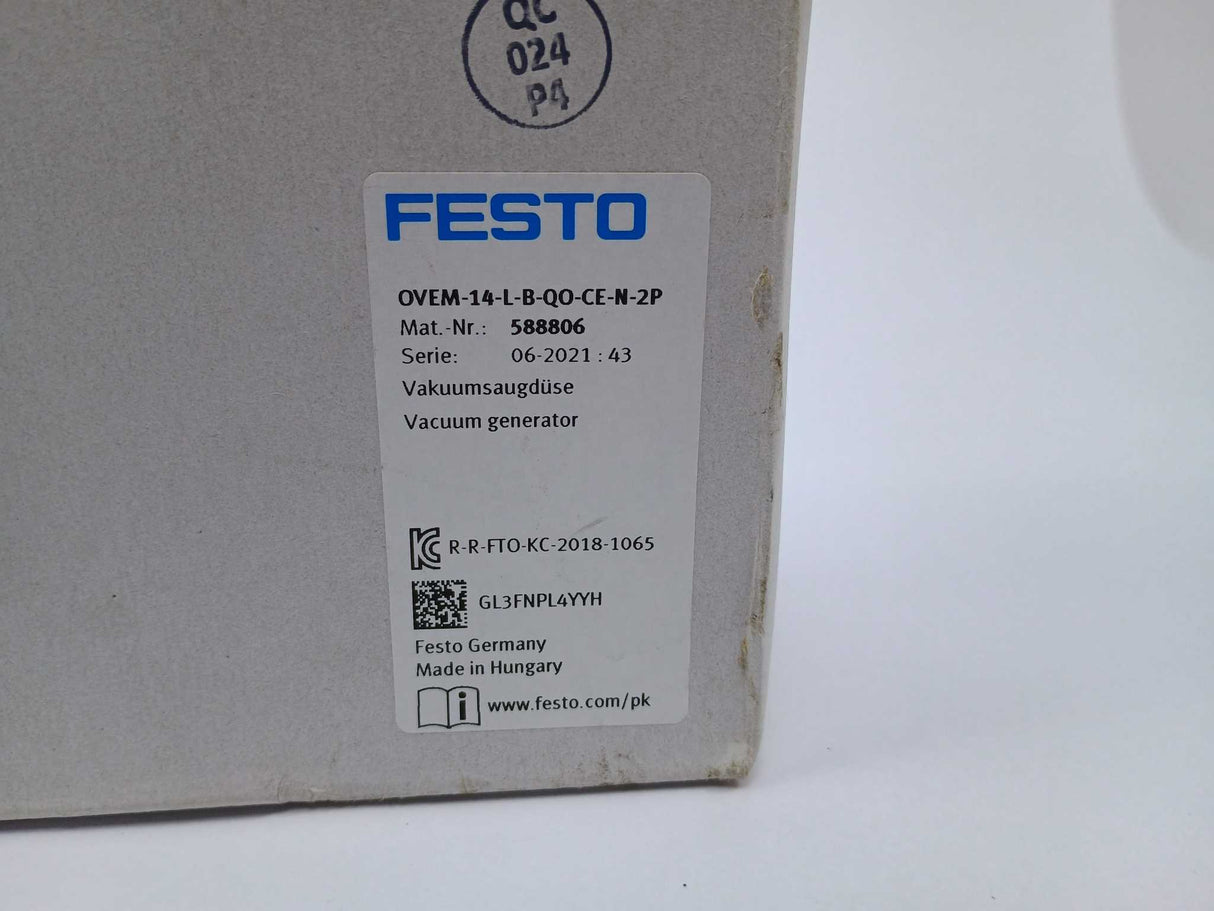 Festo 588806 Vacuum Generator OVEM-14-L-B-QO-CE-N-2P