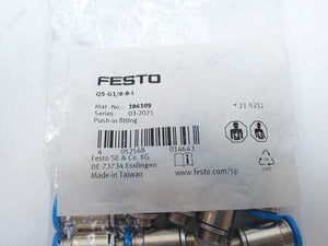 Festo 186109 QS-G1/8-8-I Push-In Fitting 10 pcs