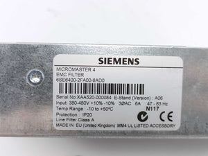 Siemens 6SE6400-2FA00-6AD0 Micromaster 4 EMC Filter