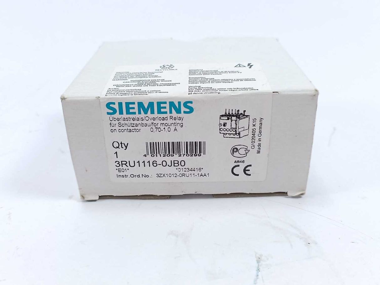 Siemens 3RU1116-0JB0 Overload relay 0.7-1A