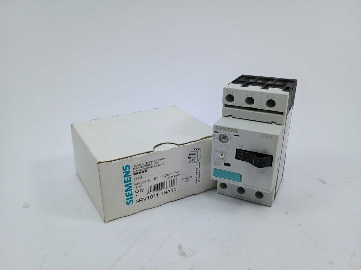 Siemens 3RV1011-1BA10 Circuit breaker 1.4-2A