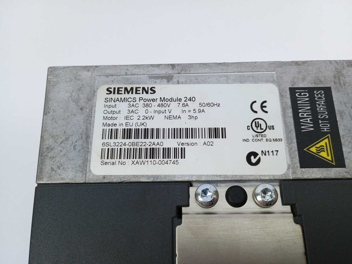 Siemens 6SL3224-0BE22-2AA0 Power Module