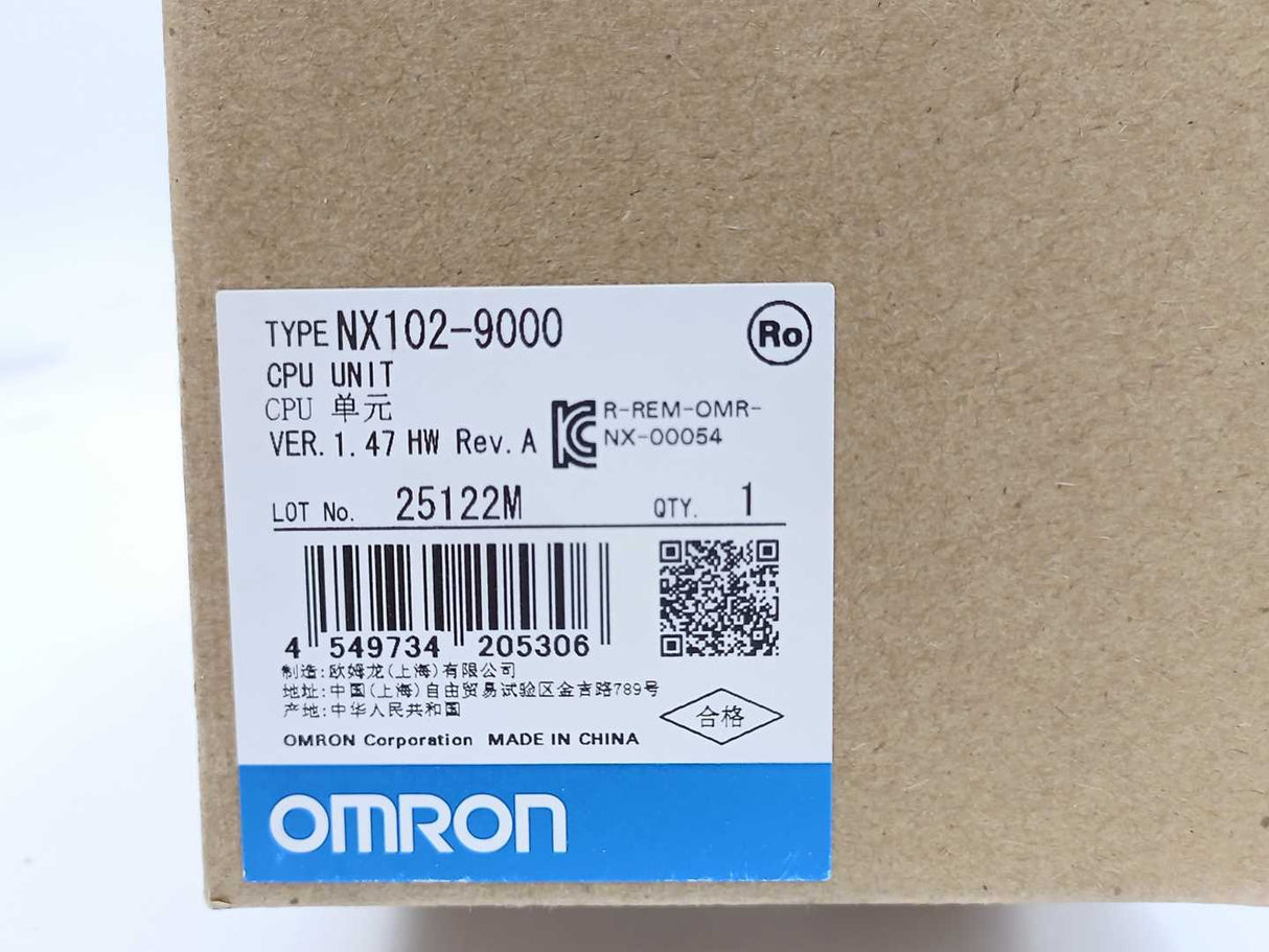 OMRON NX102-9000 CPU unit Rev.A