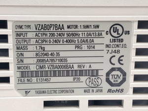 YASKAWA VZAB0P7BAA CIMR-VCBA0006BAA Omron V1000 inverter