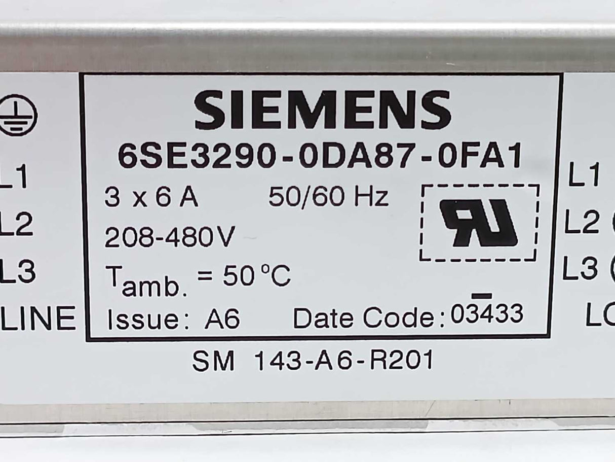 Siemens 6SE3290-0DA87-0FA1 CLASS A FOOTPRINT FILTER FOR 3AC UNITS