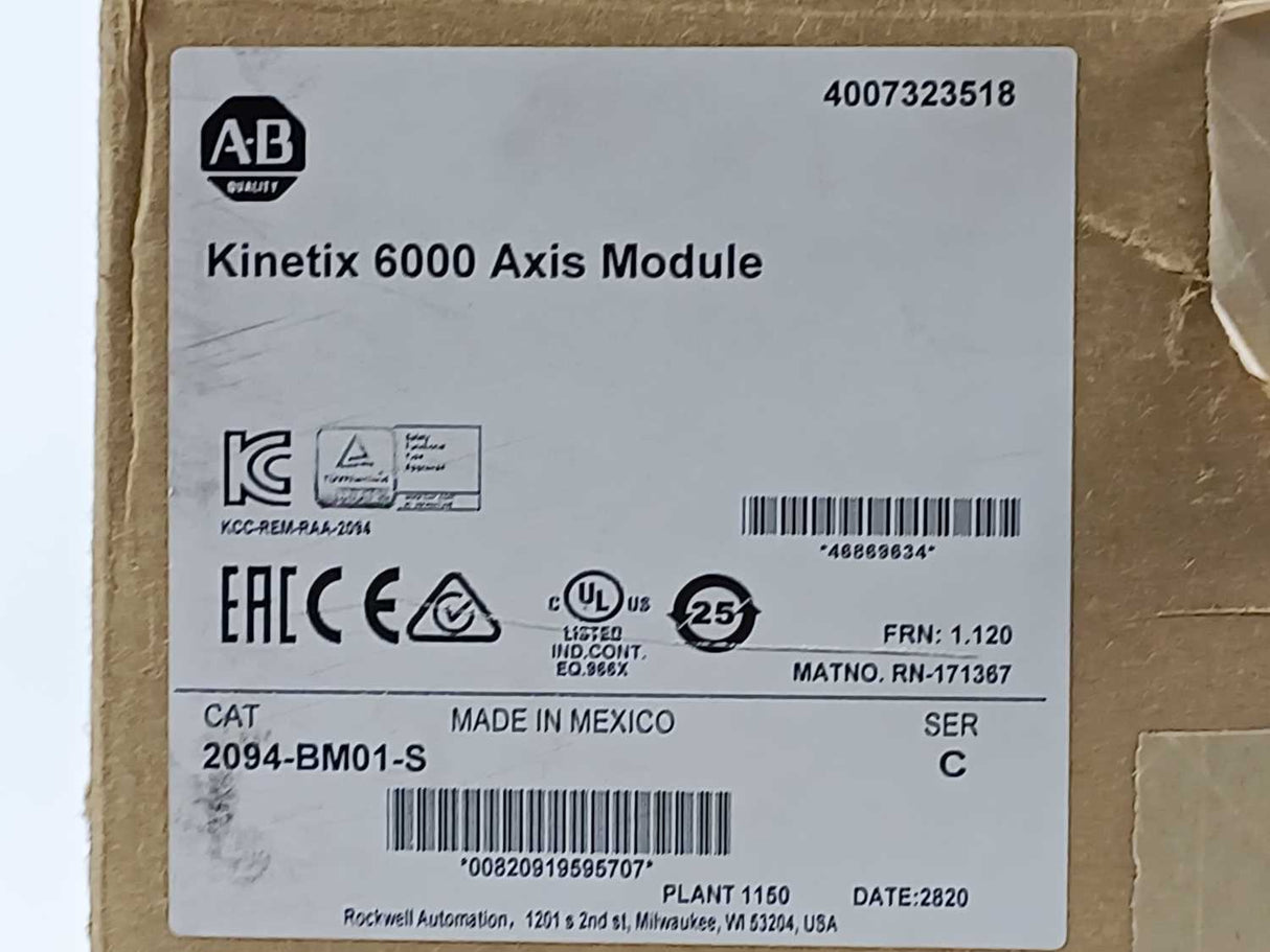 AB 2094-BM01-S SER. C Kinetix 6000 axis module FW:1.120