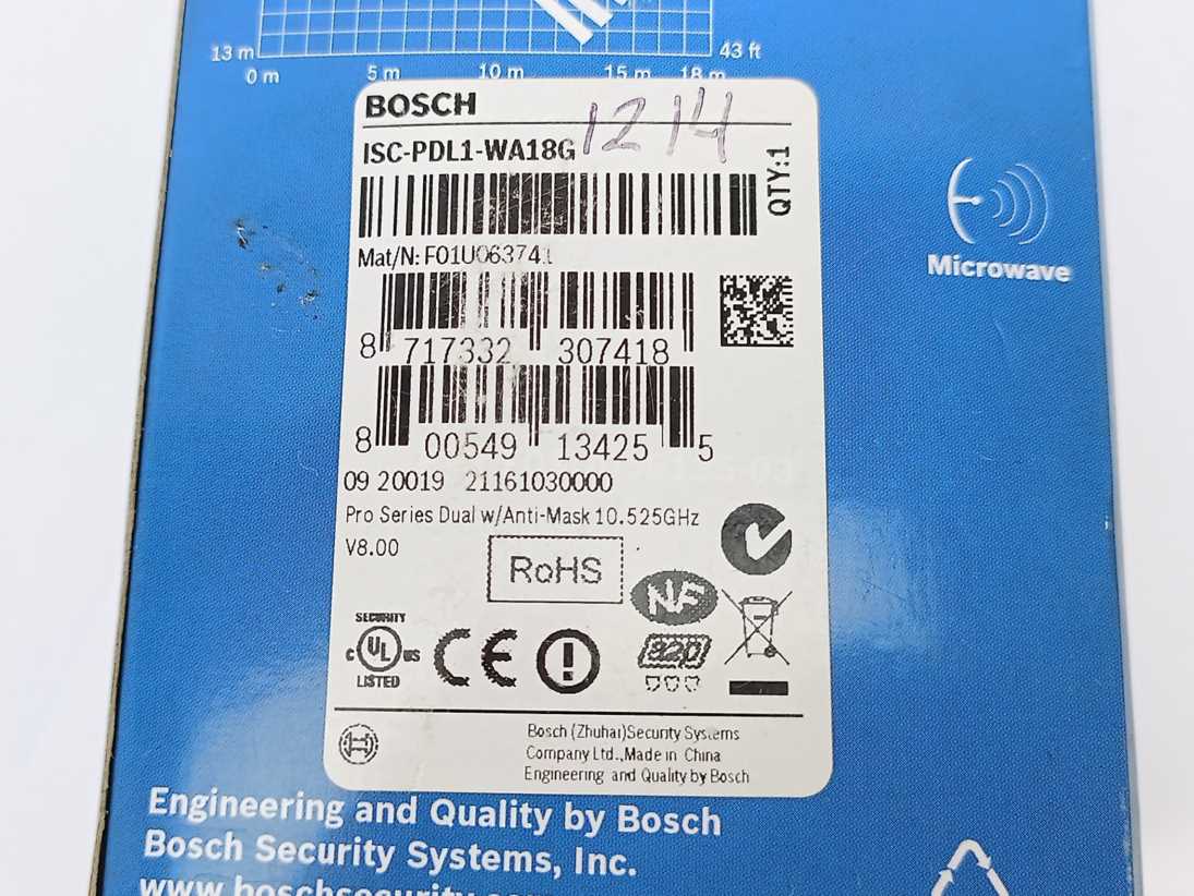 Bosch F01U063741 ISC-PDL1-WA18G TriTech+ Detector with Anti-Mask