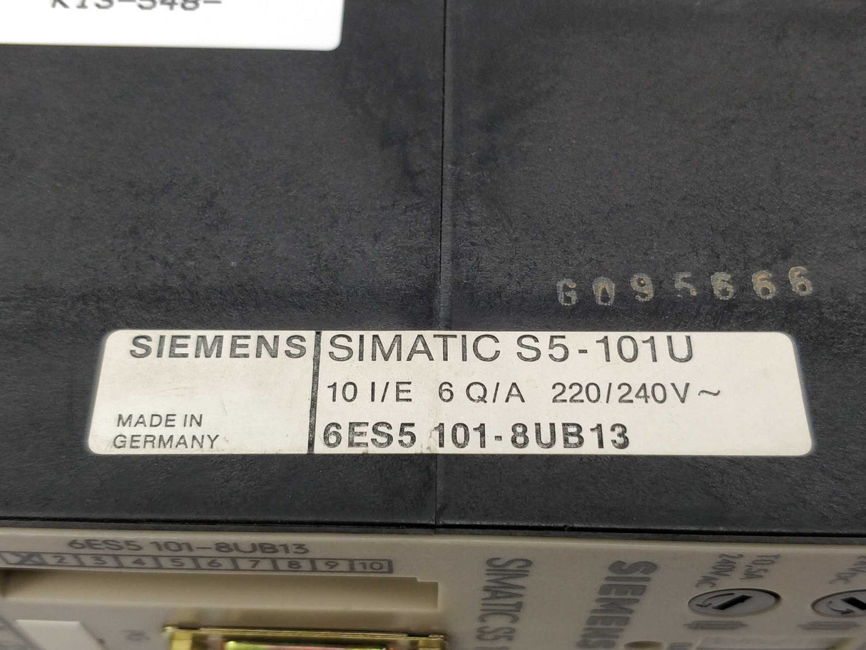 Siemens 6ES5101-8UB13 Simatic S5 101U central controller v.1