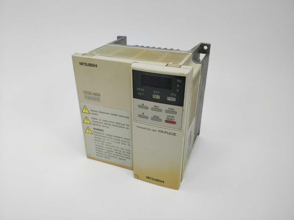 Mitsubishi FR-A024-S0.75K-EC Inverter with FR-PU03E 0.75kW 0.2-400Hz