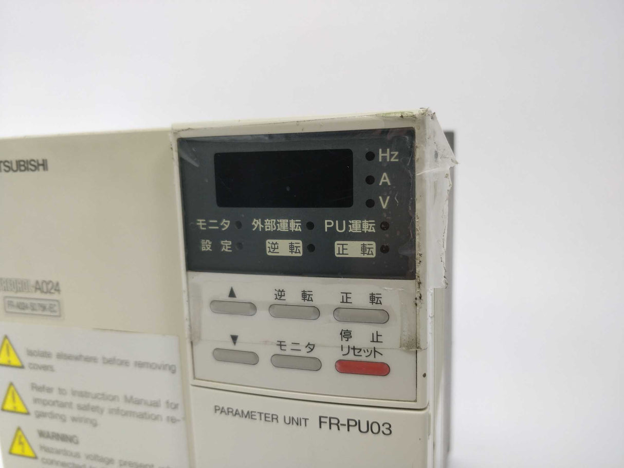 Mitsubishi FR-A024-S0.75K-EC Inverter with FR-PU03 parameter unit 0.75kW