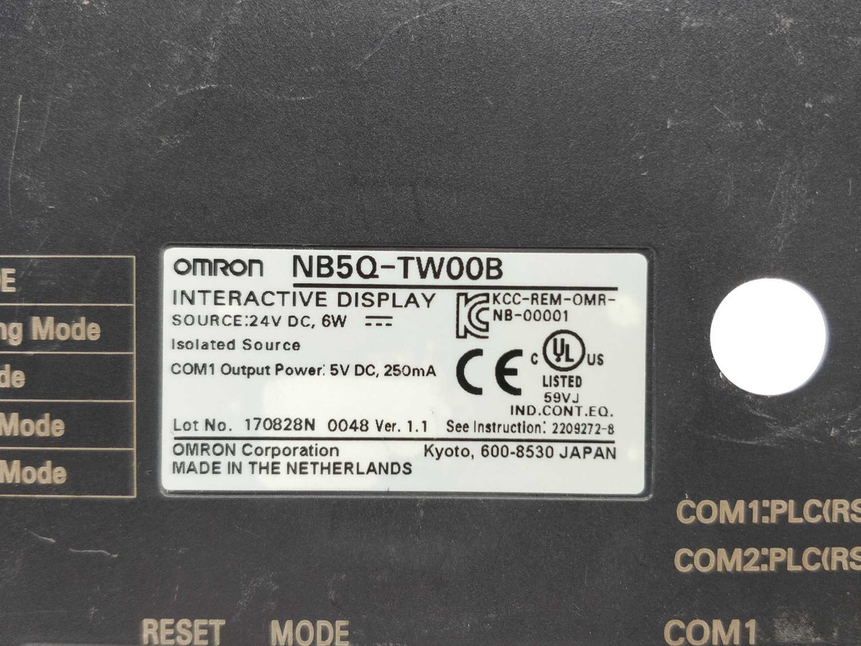 OMRON NB5Q-TWOOB Interactive Display Ver. 1.1