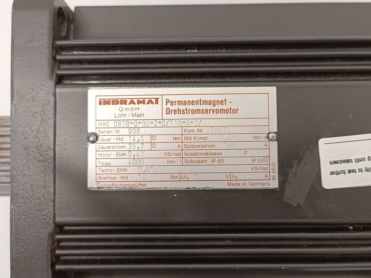 Indramat MAC093B-0-GS-2-C/110-A-2 AC Servo Motor