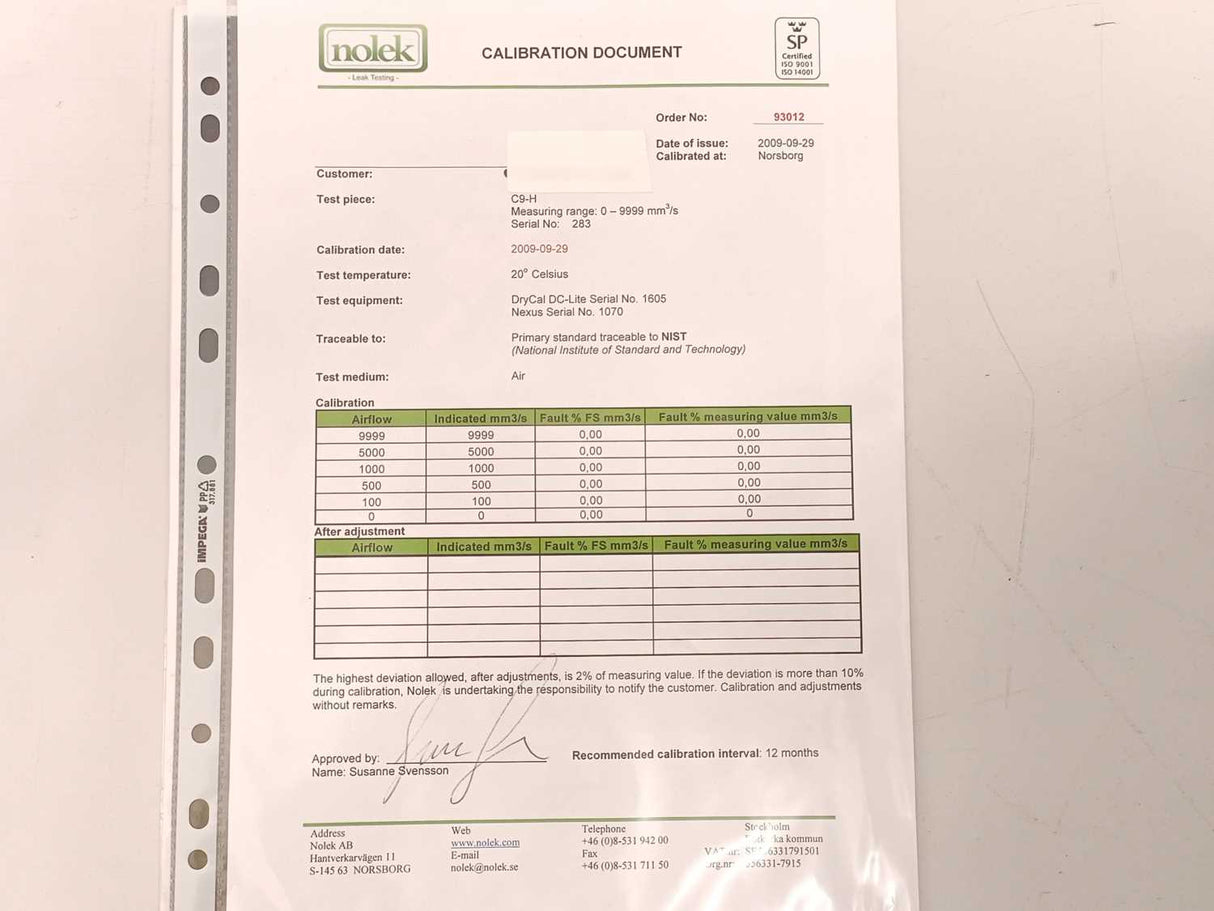 Nolek 14220010-000764 S9 Leak Tester