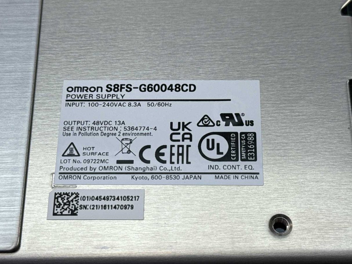 OMRON S8FS-G60048CD Power Supply Out: 48VDC 13A