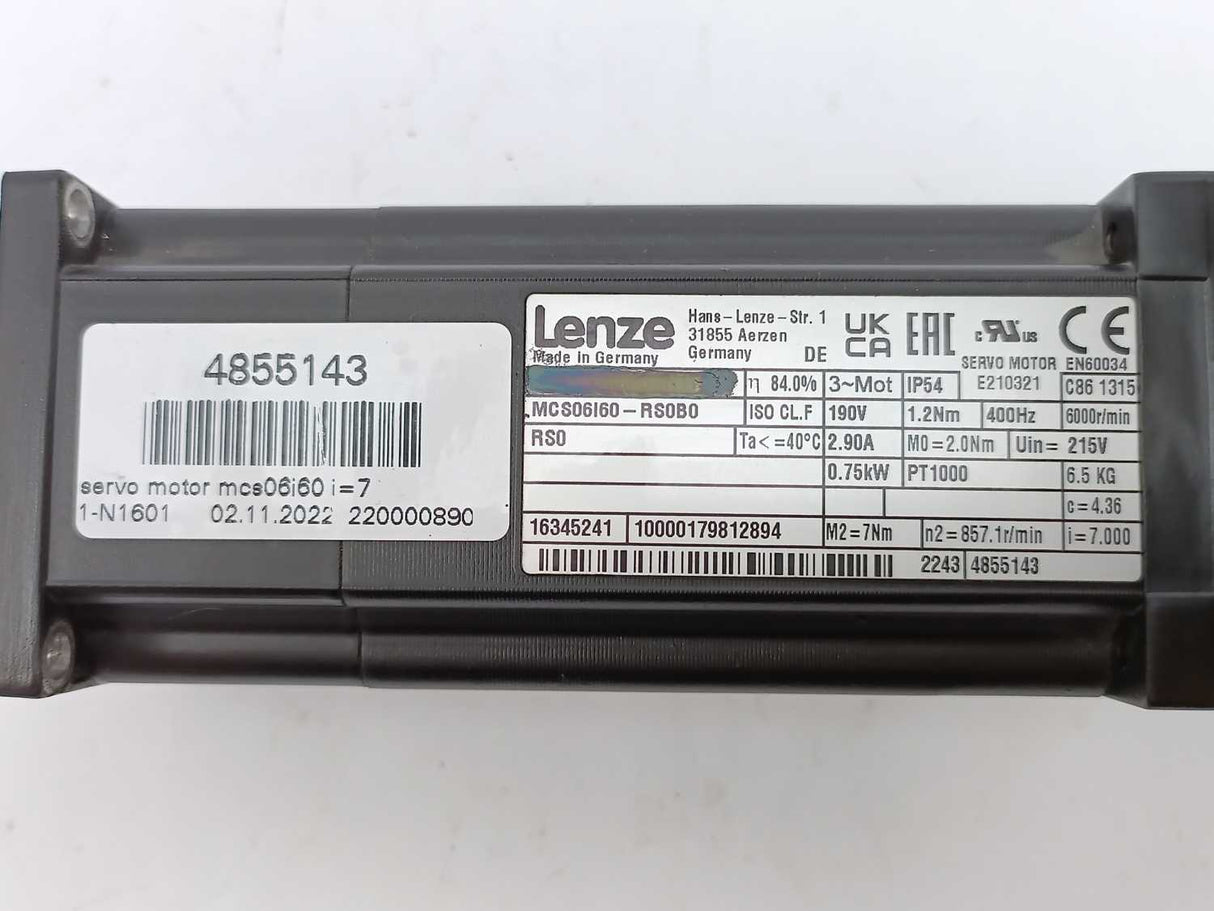 LENZE MCS06I60-RS0B0 servo motor