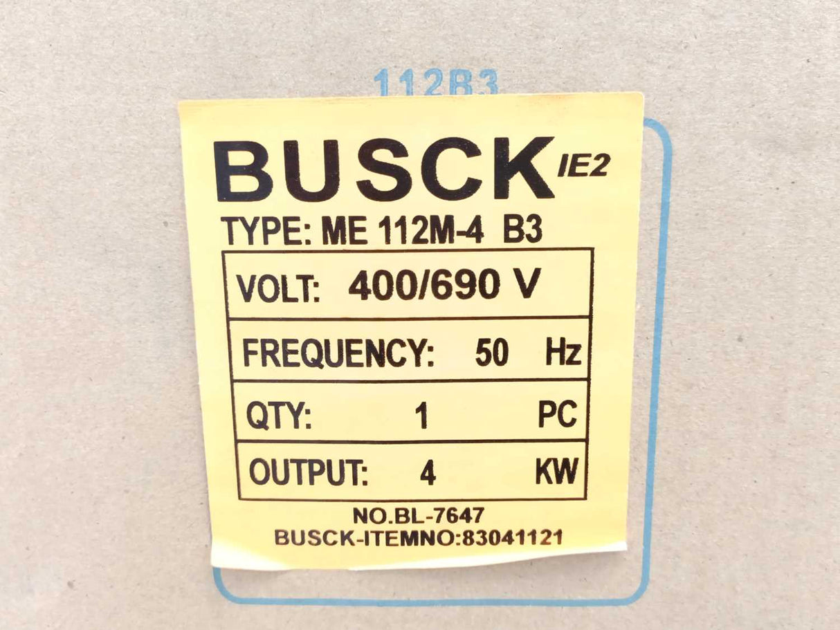 BUSCK ME112M-4 400/690V 4kW 3 Phase Motor