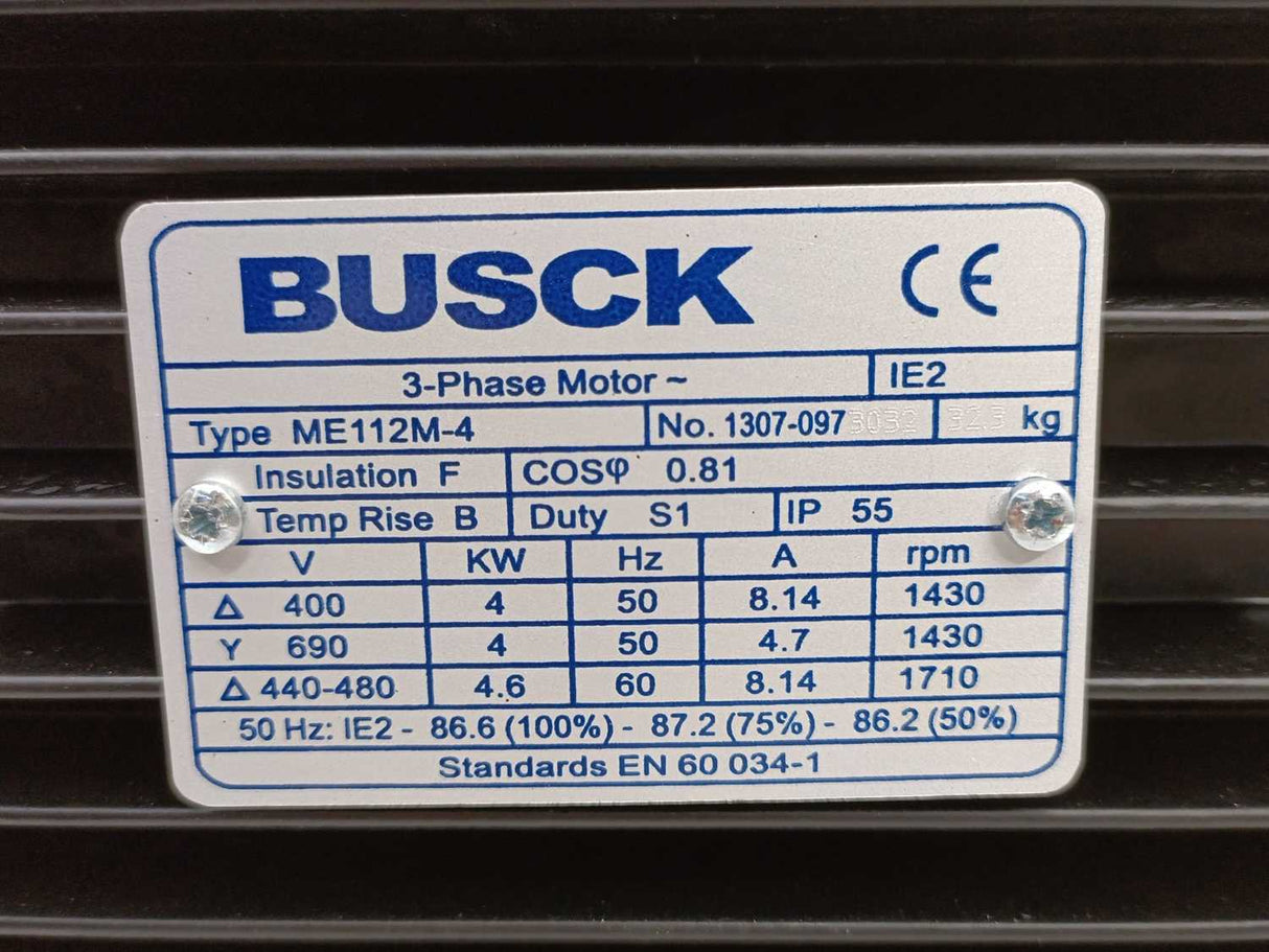 BUSCK ME112M-4 400/690V 4kW 3 Phase Motor