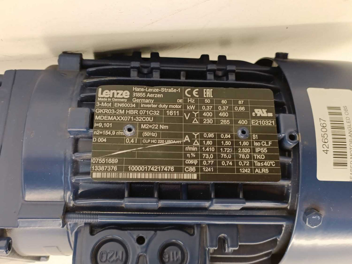 LENZE MDEMAXX071-32C0U GKR03-2M HBR 071C32 Inverter duty motor