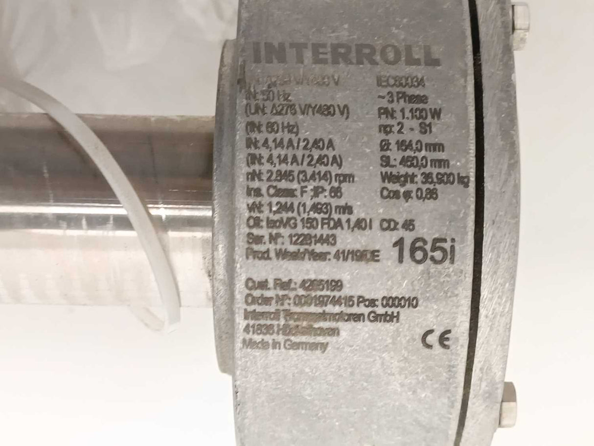 Interroll 165i Drum Motor Ø164mm SL: 450mm