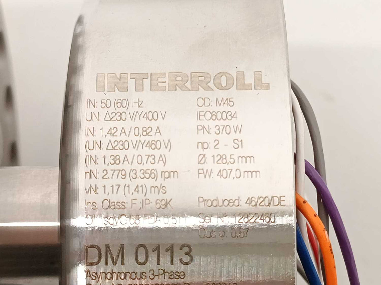 Interroll DM 0113 Drum Motor  - 370W - Ø 128,5mm FW 407,0mm