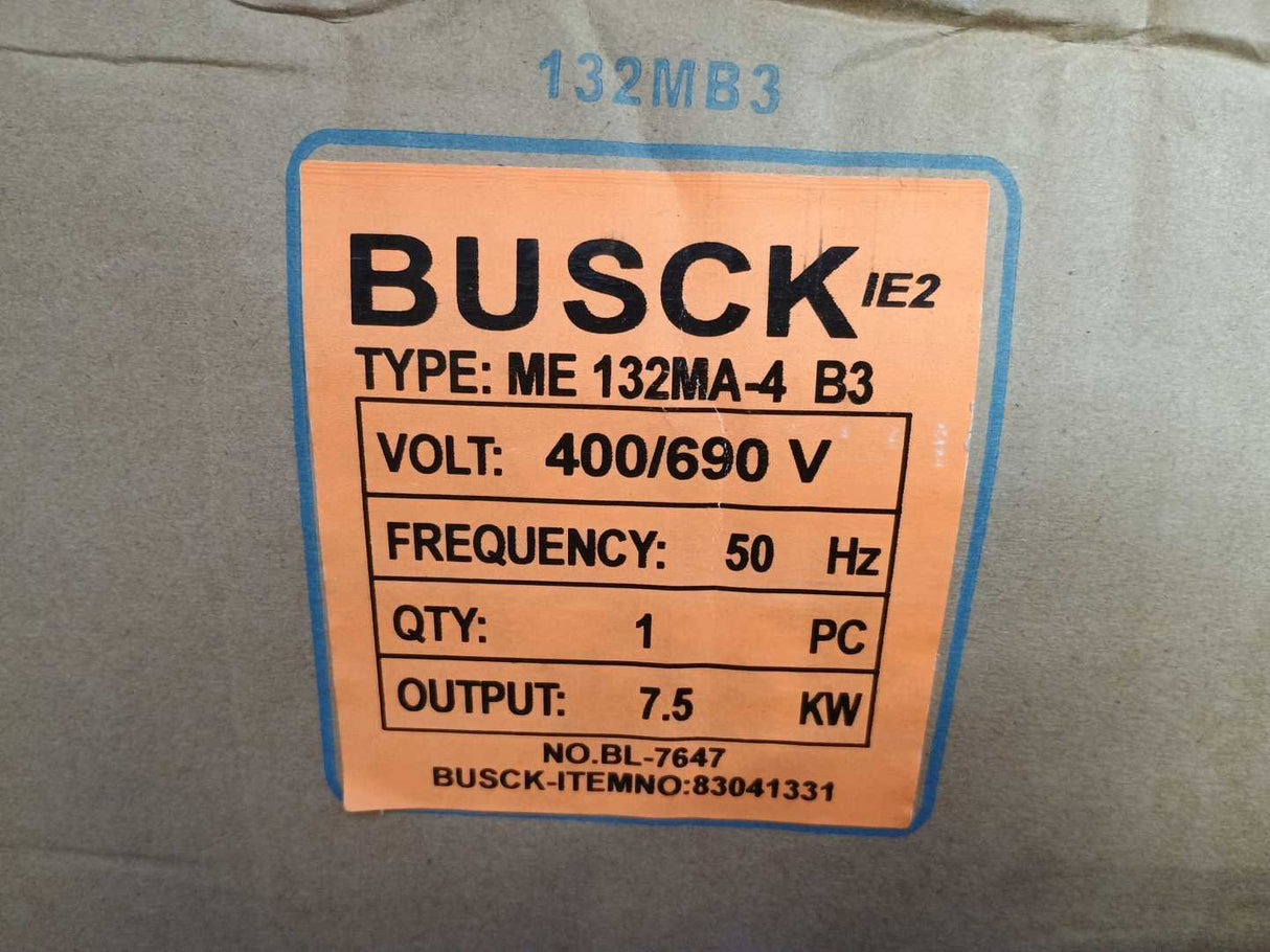 BUSCK ME132MA-4 3-Phase Motor 7,5kW