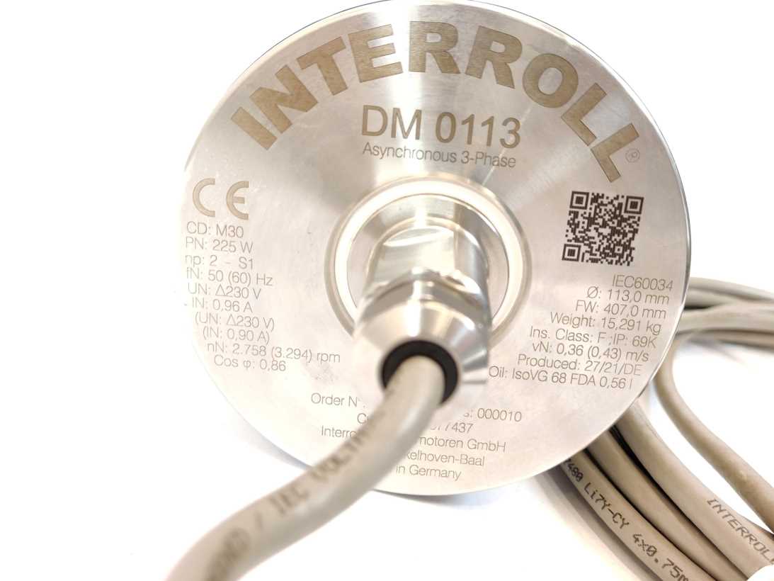 Interroll DM 0113 Drum Motor  - 370W - Ø 113,0mm FW 407,0mm