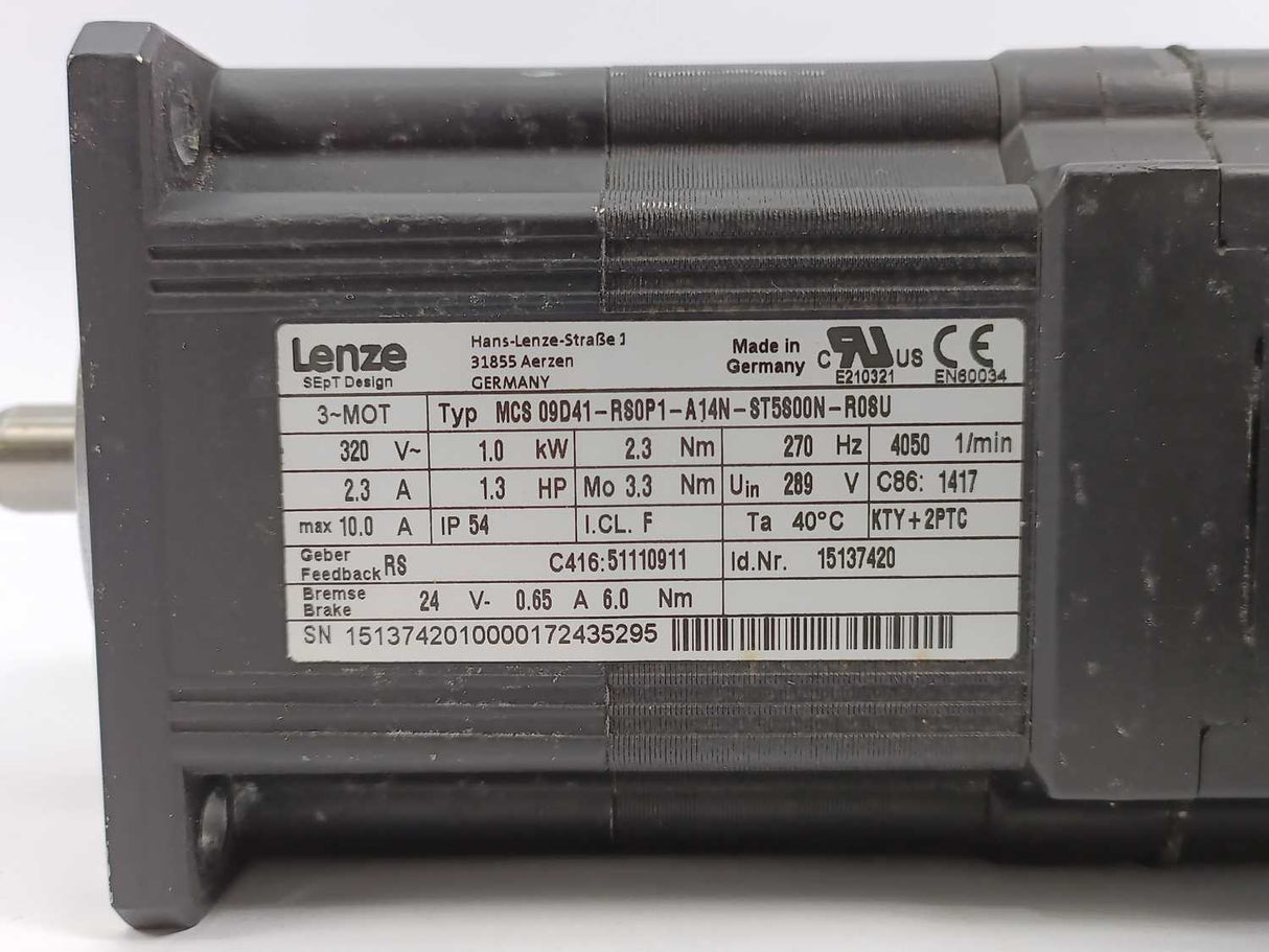 LENZE MCS 09D41-RS0P1-A14N-ST5800N-R0SU 15137420 Servo Motor