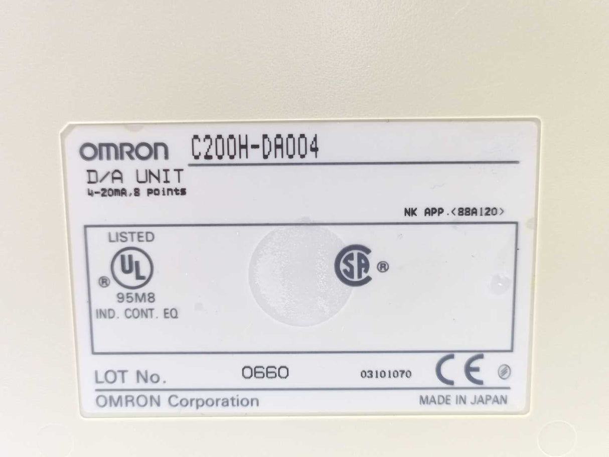 OMRON C200H-DA004 D/A Unit 4-20mA, 8 points