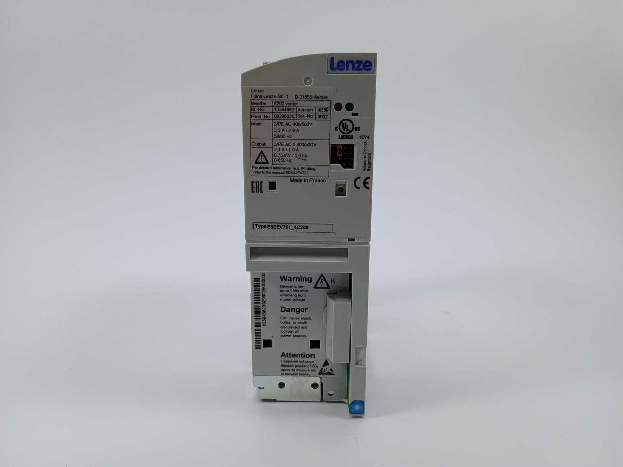 LENZE E82EV751K4C200 8200 vector, 3~400V, 750W, FREQUENCY INVERTER 13564682