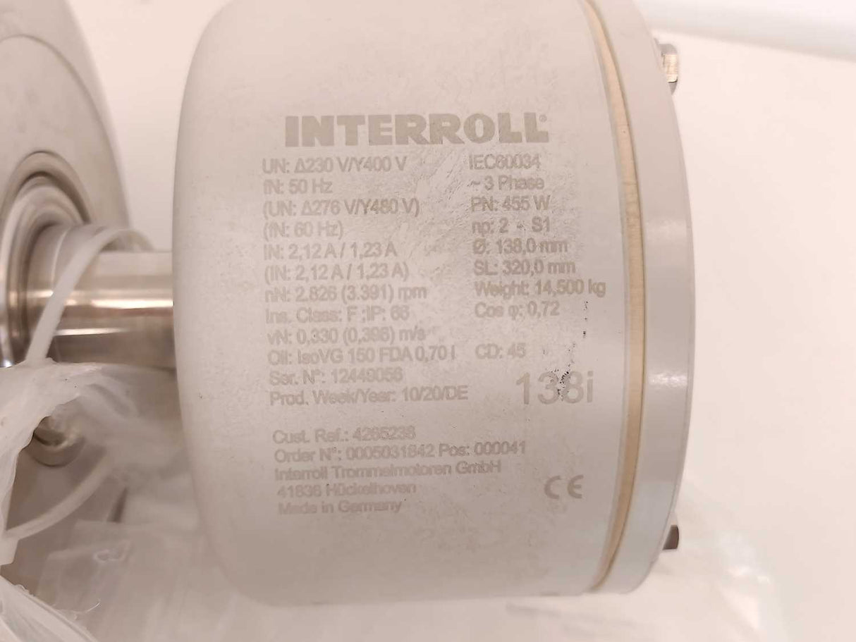 Interroll 138i Drum Motor 3 Phase - 455W - Ø 138,0mm SL 320,0mm