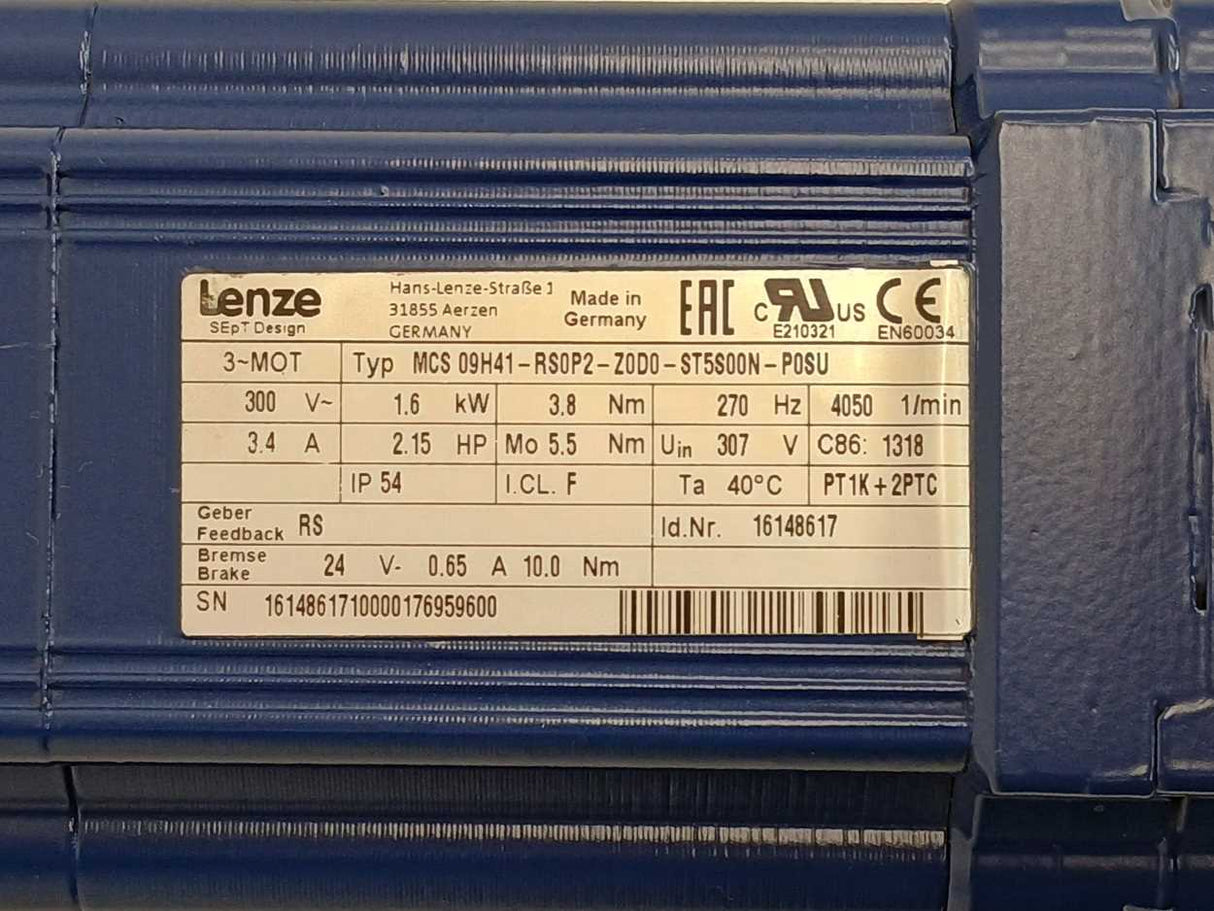 LENZE MCS09H41-RS0P2-Z0D0-ST5S00N-P0SU Geared Motor