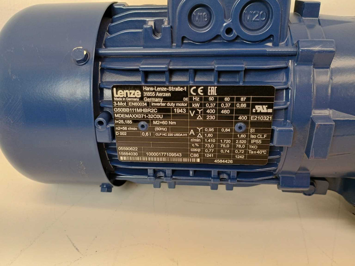 LENZE MDEMAXX071-32C0U G50BB111MHBR2C Inverter Duty Geared Motor