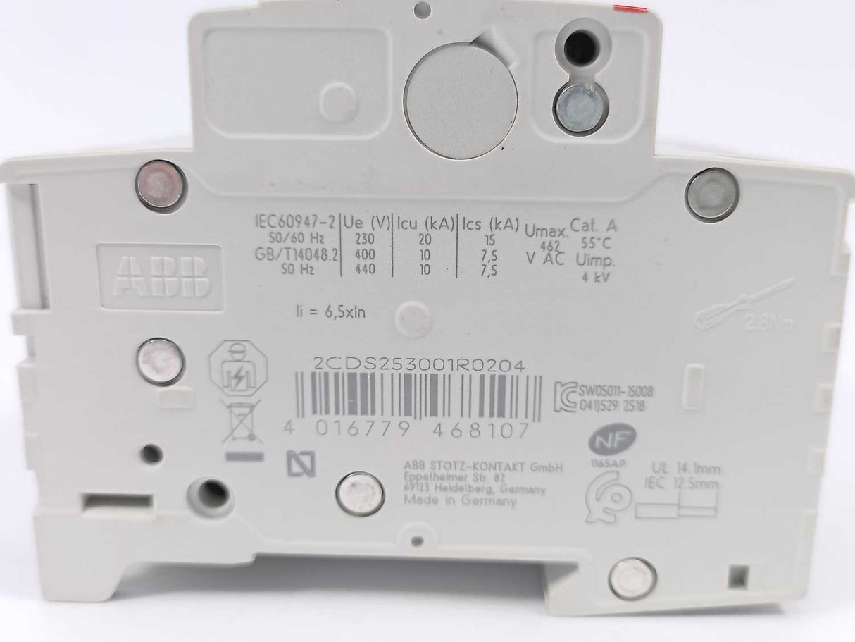 ABB 2CDS253001R0204 S203-C20 Miniature Circuit Breaker